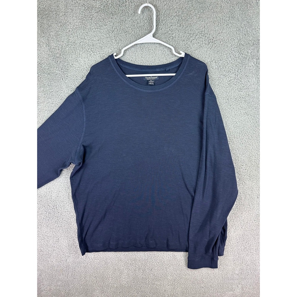Tailor Vintage Crew Neck Mens XXL Stretch Pullover Sweater Navy Preppy Men